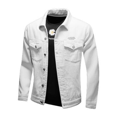 China Men's QUICK DRY Warm White Slim Denim Jacket Solid Denim Sales Color Print Washed Youth Jacket Men for sale