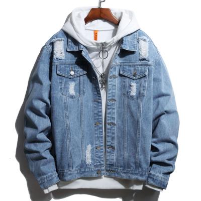 China New fashion popular QUICK DRY blue embroidered spring and autumn washed men's denim lattice jacket for sale