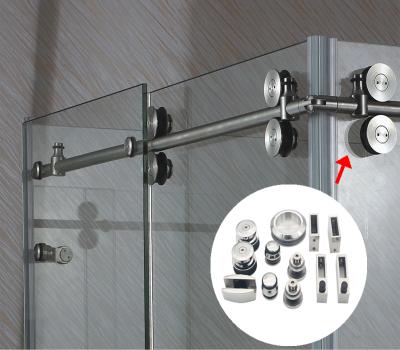 China Long Life Shower System Glass Set Wheels Stainless Sliding Door Fixture for sale