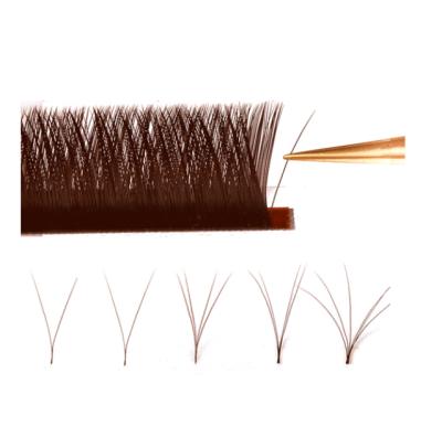 China Factory Wholesale 0.05mm V STYLE Caramel Color Super Soft Big V Natural Grafted Eyelashes Flower Style With Different Length for sale