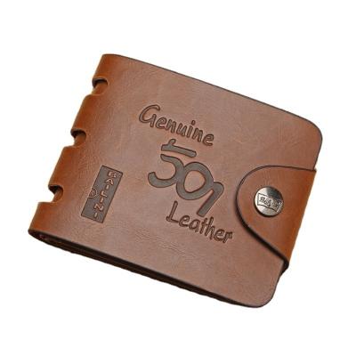 China Retro Brown PU Leather Men's Small Wallet Leisure Wallet Purse Short Wallet Fold for sale