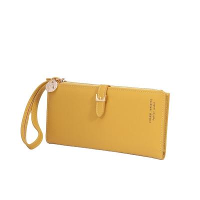 China Easy To Carry Fashionable Latch Wallet NEW PU Long Solid Color Luxury Lady Purse for sale