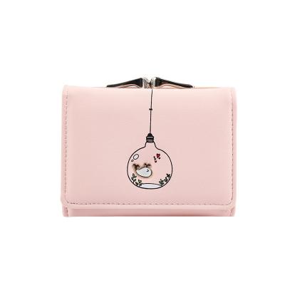 China Anti-theft wallet female short students fold small wallet three times a generation of cute cartoon multi-card minimalist wallets for sale