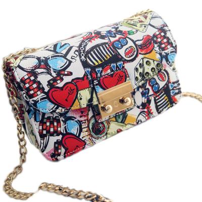 China New high quality hot sale colorful handbags for women graffiti cross - body tote women handbags messenger ladies PU purse for sale