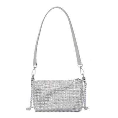 China Polyester Women Diamond Luxury Glitter Evening Clutch Purse Chain Shoulder Clutch Bag Small for sale