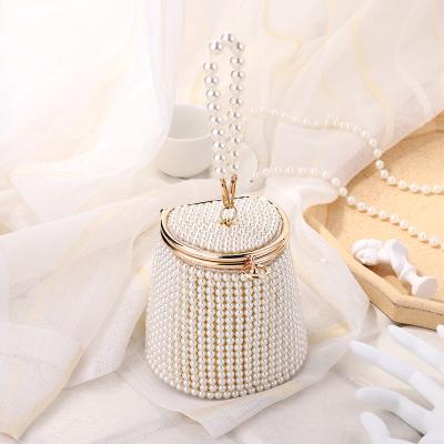 China Resin Pearl Mini Statistical Style Ladies DIY Women's White Pearl Handbags Luxury Handbags For Dinner Evening Clutch Bag for sale