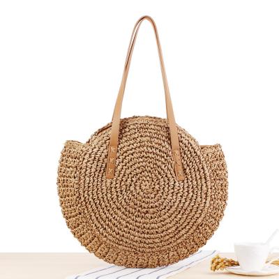 China High Quality Handmade Round Straw Bag Travel Beach Environmental Protection Handbag Women Summer Beach Tote Bag for sale