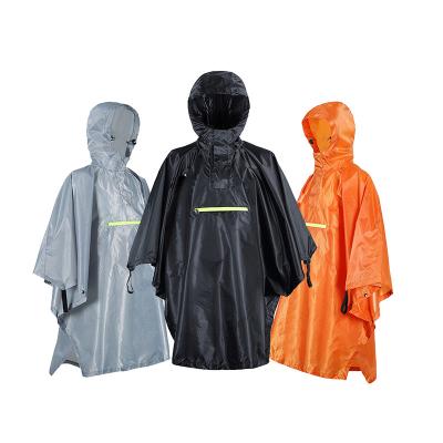 China 100% Breathable/Durable Wholesale Outdoor Adult Raincoat /Windproof Camouflage Raincoat Waterproof Poncho With Reflective Stripe Polyester Rain Wear for sale