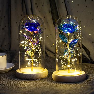 China Wholesale Rose Glass Dome Led Lamp Valentine Rose Gifts Factory Mother's Day Valentine's Day Gift for sale