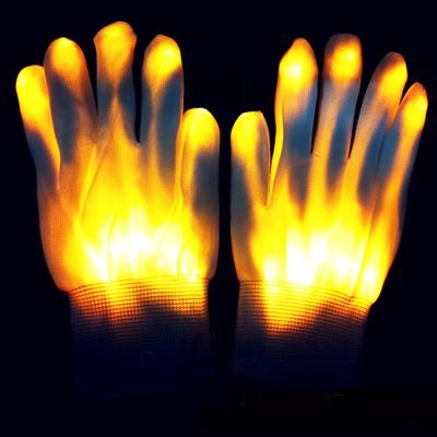 China Christmas Gift Hot Selling Magic Flashing Yellow Color LED Finger Glow Gloves for sale