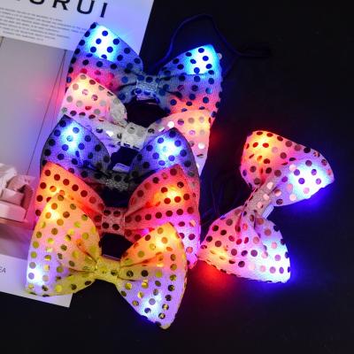 China Guangdong Factory Wholesale Eco-Friendly LED Light Up Christmas Gift Holiday Party Decorative Light Nice Up Bow Tie for sale