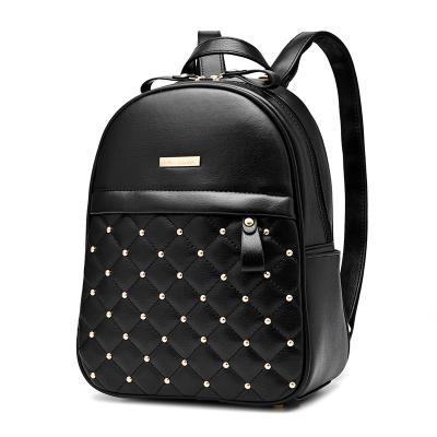 China European and American shoulder student backpack rivet fashion anti-theft leather custom backpack bag for sale