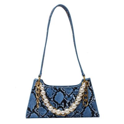 China Others Snake Pattern Handbags Bead Shoulder Bag Women Cross - Body Handbag Woman's Bags 2022 for sale