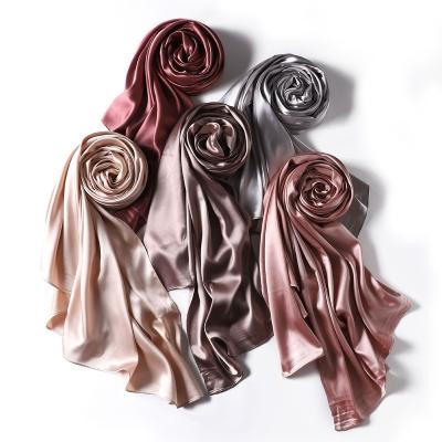 China Fashionable Wholesale Silk Satin Women Solid Color Chiffon Hijab Outdoor Luxury Fabric Under Scarf for sale