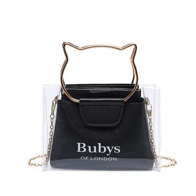 China Korean Fashion Style Packaging Jelly Lady Bags Bag Clips Transparent Purse Jelly Handbags for sale