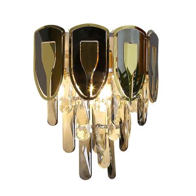 China Modern Room K9 Crystal Indoor Led Wall Light Luxury Indoor Decorative Sconce Bedside Sconce for sale