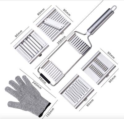 China 4 Viable in 1 Universal Cutter Universal Food Processor Potato Food Processor Stainless Steel Blades Cheese Best Vegetable Shredder Manual Grater Slicer for sale