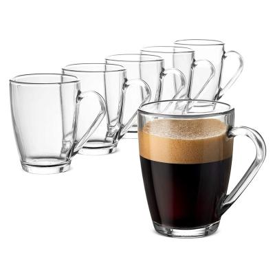 China YK-ABP207 Disposable Glass Cup Set of 6 Coffee/Espresso Glass Cups with Handle for sale