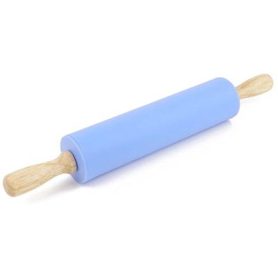 China Sustainable Home Appliance Spare Parts Silicone Rolling Pin Handle Non Stick Surface Wooden for sale