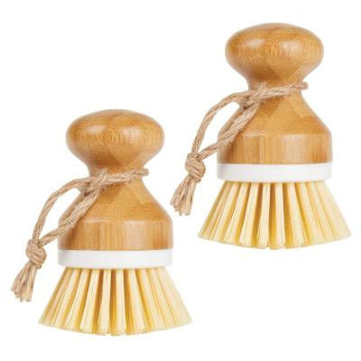 China Round Bamboo Home Appliance Spare Parts Round Wooden Bamboo Mini Palm Scrub Brush for sale