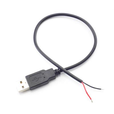 China USB Electronic Power Supply Cable 2 Pin USB2.0 Male 2P 2 Pin Wire Plug Charger Extension Cord Connector DIY 5V Charging Line A for sale