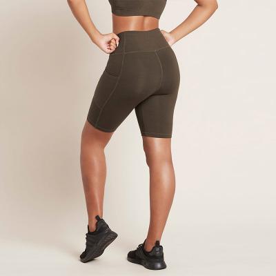 China Anti Wrinkle Woman High Waist Tights Quick Dry Fitness Gym Shorts With Pocket Compression Yoga Training Biker Shorts for sale