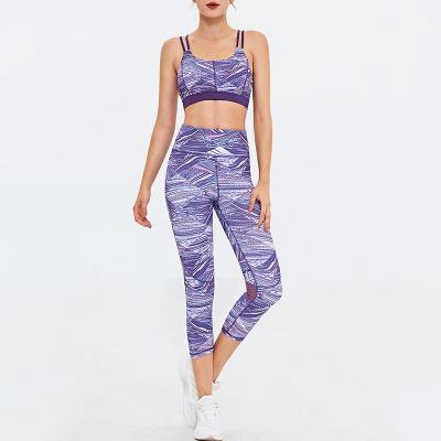 China Breathable Custom Logo Women Digital Printing Mesh Gym Activewear Workout Suit Teams Fitness Yoga Set for sale