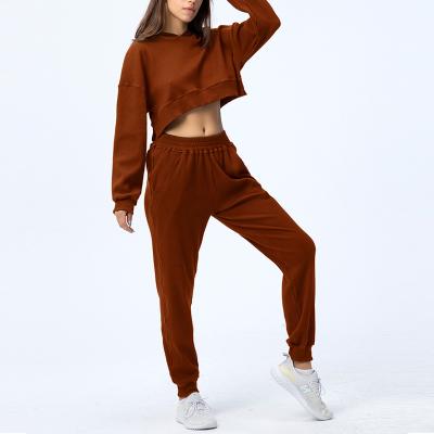 China High Quality Oversized Cropped Loose Top Gym Breathable Tracksuits Long Sleeve Gaiters Fitness Tracksuits for sale