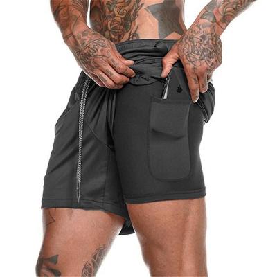 China wholesale Anti-wrinkle men workout quick dry sports shorts double layer 2 in 1 fitness gym shorts for sale