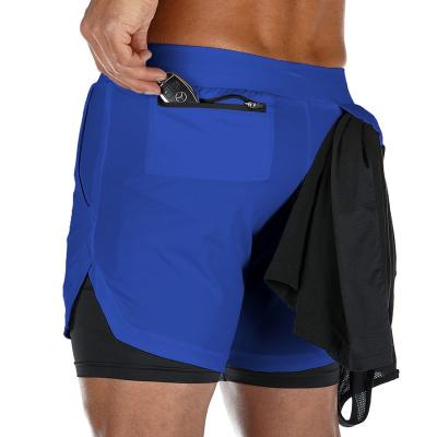 China Quick Dry Men's Quick Dry Compression Anti-Wrinkle Double Layer Polyester Polyester Workout Shorts Running Athletic Beach Men's Shorts for sale