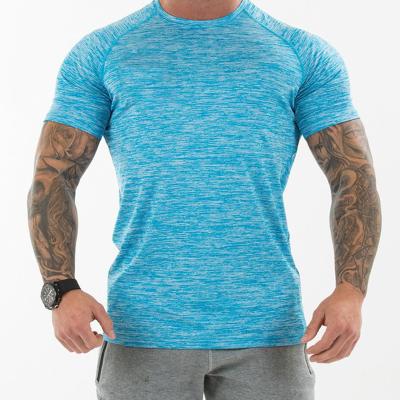 China custom short sleeve fashion men's fashion quick dry gym fitness tops men's patchwork mesh neck anti-wrinkle oem oem logo tight green top for sale