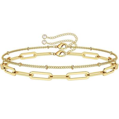 China Nickel-Free Lead-Free wholesale fashion 2023 Dainty gold silver stainless steel bracelets 14k adjustable layered cute oval chain zircon women ladies for sale