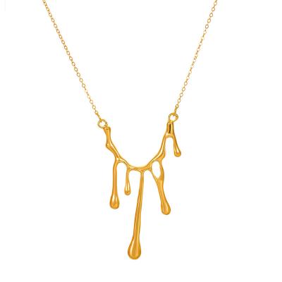 China Nickel-Free Lead-Free Trendy striking Alloy Liquid lava irregular water wax drop pendant long chain sweater necklace jewelry accessories women ladies for sale