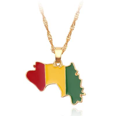 China Nickel-Free Lead-Free Trendy titanium alloy Africa Guinea map pendant travelling gift charms chain necklace jewelry for patriotic men and women for sale