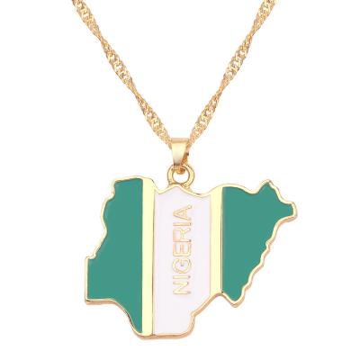 China Nickel-Free Lead-Free Trendy titanium alloy Africa Nigeria map pendant travelling gift charms chain necklace jewelry for patriotic men and women for sale