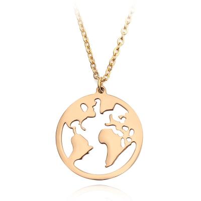 China Nickel-Free Lead-Free Trendy alloy Earth Africa map pendant travelling gift charms chain necklace jewelry for environmental protection for sale