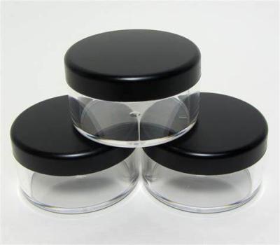 China CYMK Jar Screw Beauty Cosmetic Clear Plastic Cream Vials Container Black Lid for sale