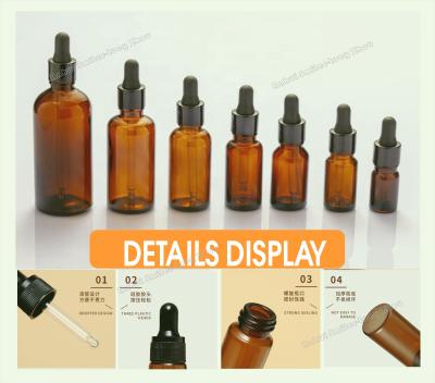 China Food 5ml, 10ml, 15ml, 20ml, 30ml, 50ml, 100ml Tawny Clear Glass Essential Oil Bottle Dropper Bottle for sale