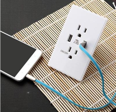 China New Technology USB Wall Socket 125v 15a 1 Strip Electrical Outlet With Dual USB for sale