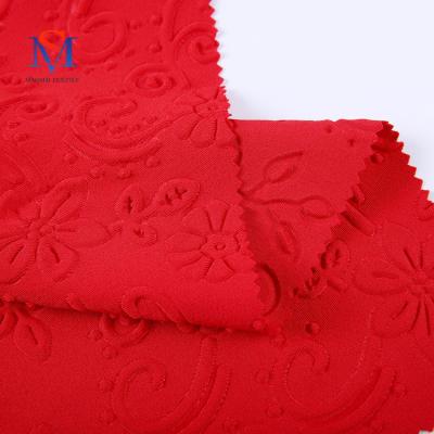 China Popular Fashion Anti-Static 3D Embossed Spandex Fabric , Polyester 4 Way Stretch Fabric For Ladies Garment for sale