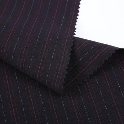 China Antistatic Adaptability Polyester For Clothing Black Stretch Yarn Dyed Woven Stripe Fabric for sale