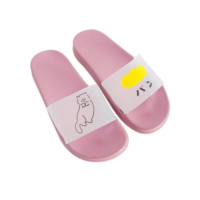 China 2021 fashion trend woman slippers cute cartoon printing transparent bedroom slippers for women for sale