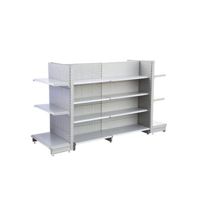 China Double Sided Standard Supermarket Shelving Floor Standing Metal Display Stand Rack for sale