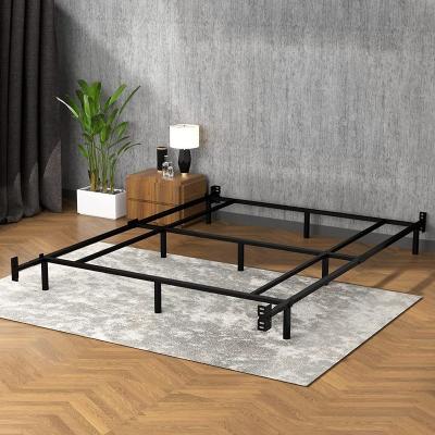 China (Other)Wholesale Adjustable Steel Plate Nine-Leg Mattress Easy Assemble Adjustable Black Bedstead Queen Size Metal Bed Frame for sale