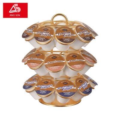 China Sustainable Large Capacity Cup Carousel Coffee Capsule Holder With Rotary Base for sale