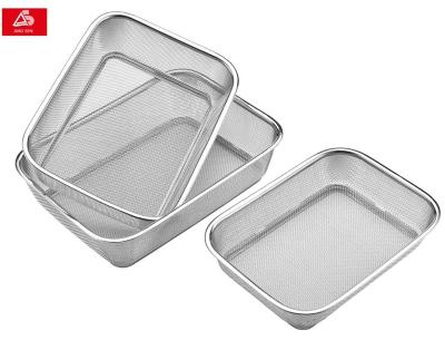 China Sustainable Square Stainless Steel Mesh Tray Net Basket Over The Sink for sale