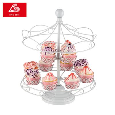 China Good Quality 2 Tiers Cupcake Stand Iron Sustainable Wedding Cake Stand For Home Party for sale