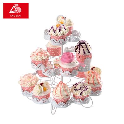 China New Design Sustainable Iron 3 Tier Cake Stand With Fancy Cake Stand for sale