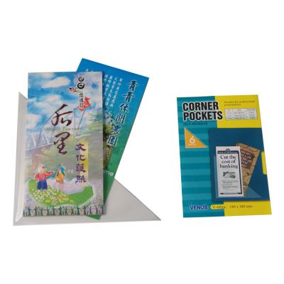 China Office Stationery Clear Folder Plastic Adhesive Pocket To Fill In Brochures for sale