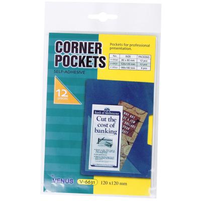 China Office Stationery Clear Triangle Corner Adhesive Transparent Pockets for sale